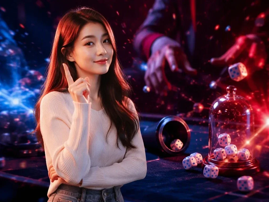 Xúc xắc giữa vòng kiểm tra với bảy biểu tượng dấu hiệu cảnh báo dạng khiên