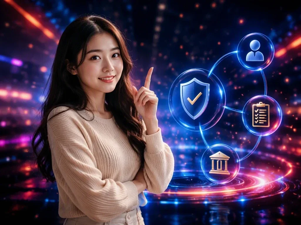 Khiên bảo vệ bán trong suốt phía trên lưới kiểm tra thể hiện bước xác minh và an toàn trước khi sử dụng dịch vụ