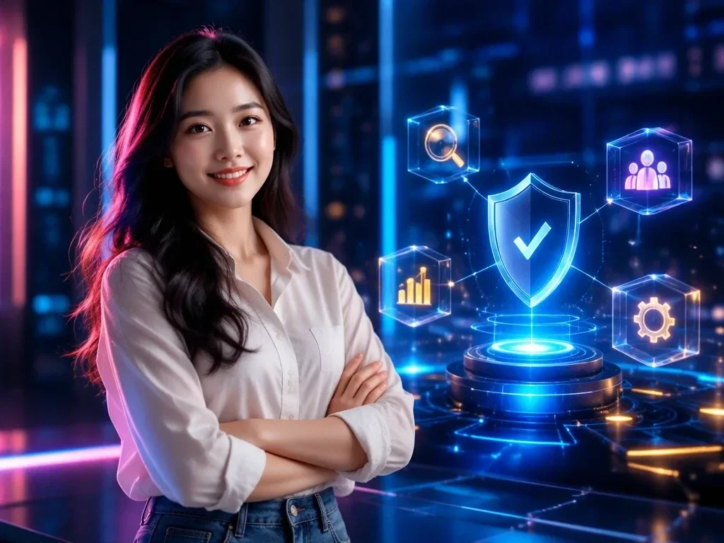 Minh họa tiêu chí lựa chọn nền tảng game trực tuyến uy tín với checklist phát sáng và khiên bảo mật